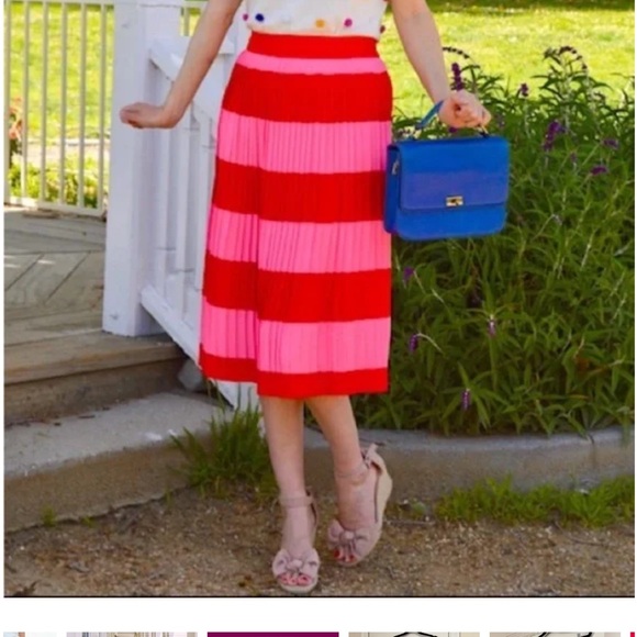 Jcrew red and pink pleated skirt nwt - Picture 4 of 10